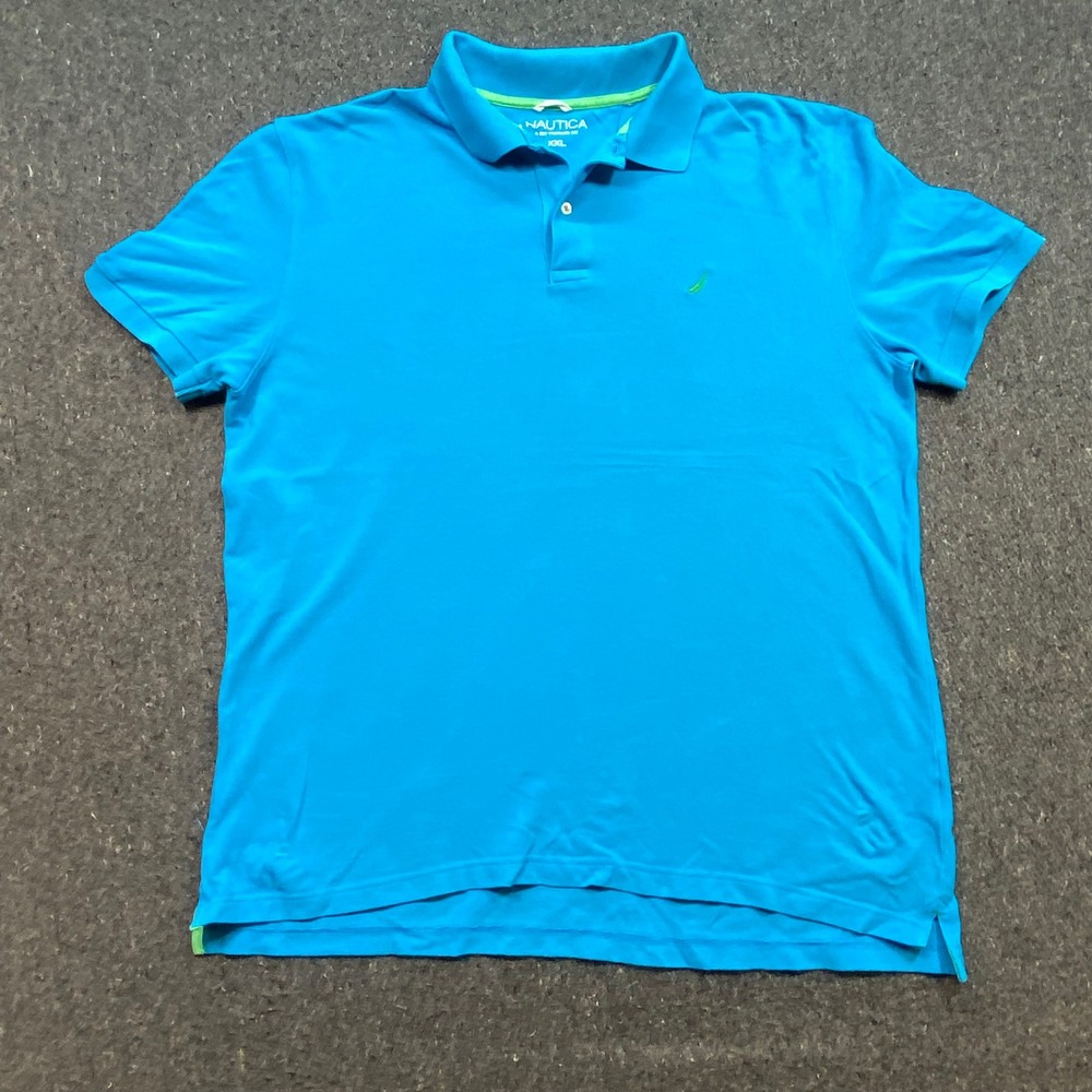 Nautica Polo Sz XXL Mens Blue Preppy Trimmer Fit Short Sleeve Embroidered Logo
